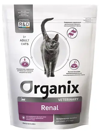 Купить organix vet renal сухой корм для взрослых кошек для поддержания функции почек