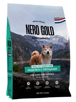 NERO GOLD super premium HEALTHY DIGESTION сухой корм для собак и щенков всех возрастов с мясом индейки и овощами