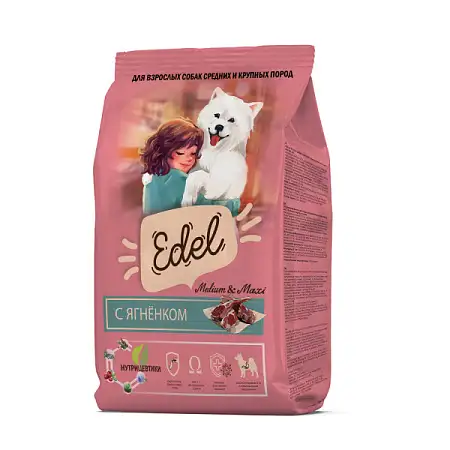 Купить edel adult medium & maxi lamb сухой корм для взрослых собак средних и крупных пород с ягненком