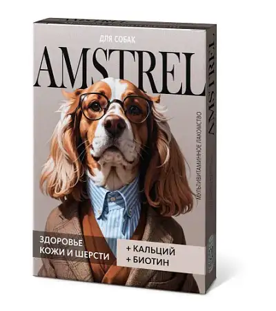 Купить amstrel мультивитаминное лакомство для собак "Здоровье кожи и шерсти" с кальцием и биотином