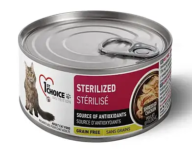 1st Choice Sterilized влажный корм для стерилизованных кошек с курицей и сардиной (банка)