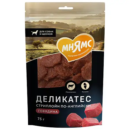 Купить Мнямс лакомство для собак Стриплойн по-английски