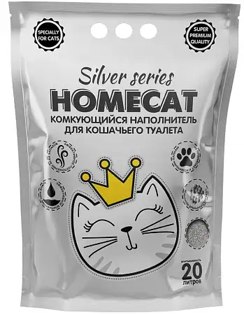 Купить homecat silver series комкующийся наполнитель для кошек премиум