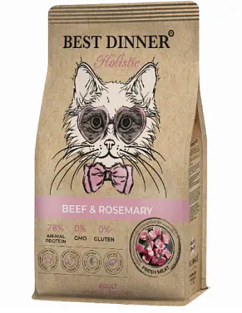 Купить best dinner cat adult holistic sterilized сухой корм для стерилизованных кошек с говядиной и розмарином