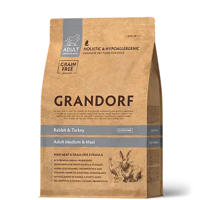Grandorf сухой корм для взрослых собак всех пород, кролик и индейка