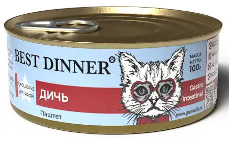 Купить best dinner exclusive vet profi gastro intestinal консервы для взрослых кошек с чувствительным пищеварением с дичью