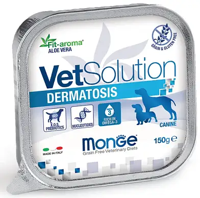 Monge VetSolution Dog Dermatosis диетический корм для взрослых собак всех пород при заболеваниях кожи (ламистер)