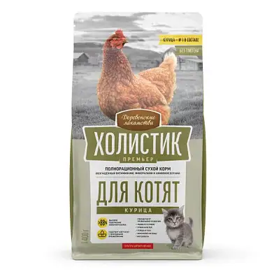 Деревенские лакомства Холистик Премьер сухой корм для котят с курицей