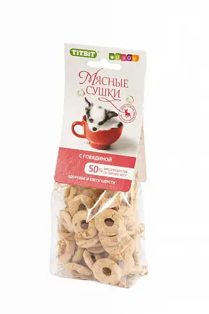 Купить titbit лакомство для собак мясные сушки с говядиной