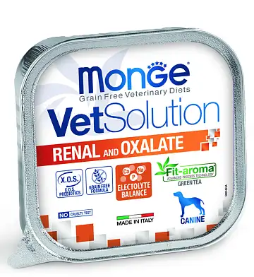 Monge VetSolution Dog Renal and Oxalate диетический корм для взрослых собак всех пород при ХПН и профилактике образования уролитов оксалата кальция (ламистер)