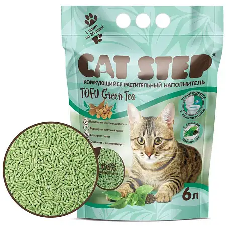 Купить cat step tofu green tea наполнитель для кошек комкующийся растительный