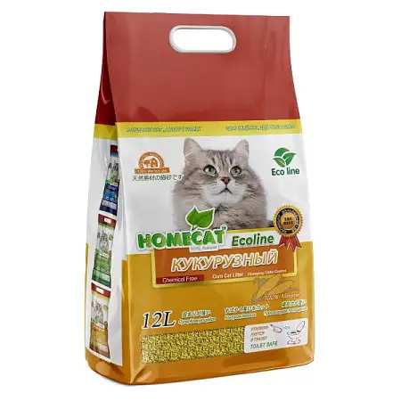 Купить homecat наполнитель для кошек кукурузный комкующийся "Эколайн"