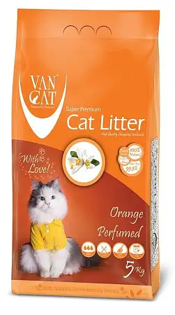 Купить van cat комкующийся наполнитель для кошек без пыли с ароматом апельсина, пакет