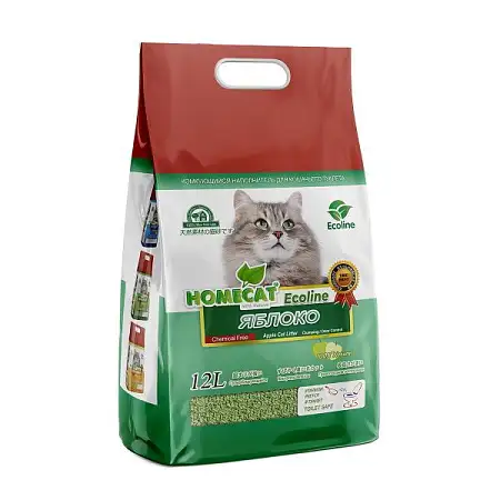 Купить homecat комкующийся наполнитель для кошек "Эколайн" Яблоко