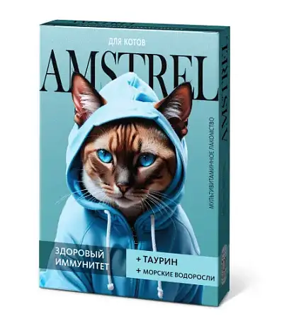 Купить amstrel мультивитаминное лакомство для кошек "Здоровый иммунитет" с таурином и морскими водорослями