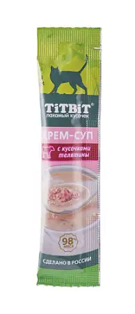 Купить titbit Лакомства для кошек крем-суп с кусочками телятины