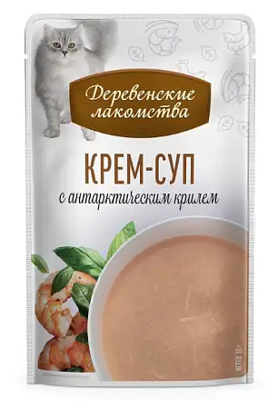 Купить Деревенские лакомства набор паучей для кошек Суп с антарктическим крилем 4х35