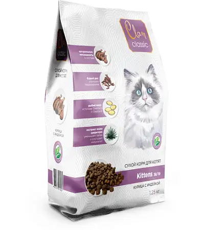 Купить clan classic kittens -36/19 сухой корм для котят, курица с индейкой