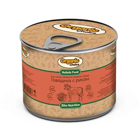 Купить organic Сhoice elite nutrition консервы для для взрослых собак мелких и средних пород говядина с рисом