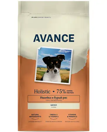 Купить avance holistic сухой корм для щенков всех пород с индейкой и бурым рисом