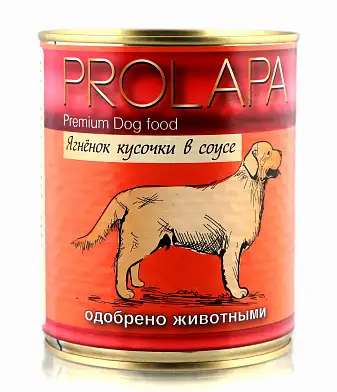 Prolapa Premium консервы  для собак с ягненком кусочки в соусе